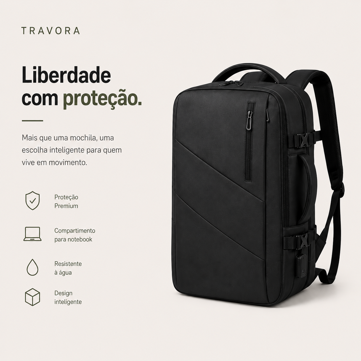 Mochila Travora Antifurto Expansível