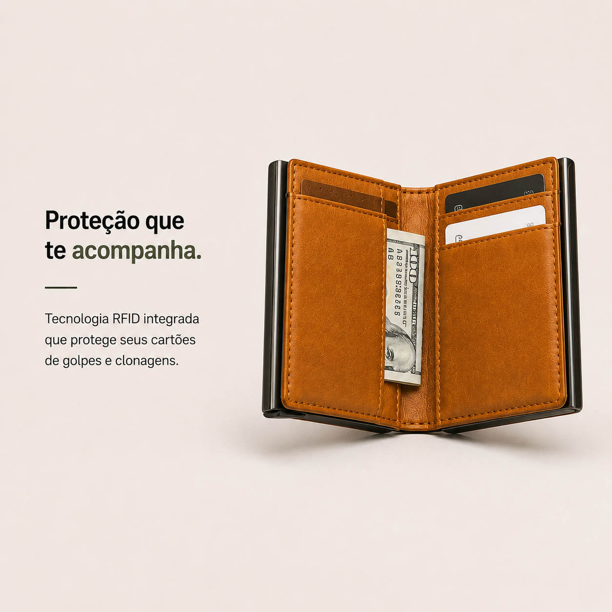 Carteira antifurto com proteção digital